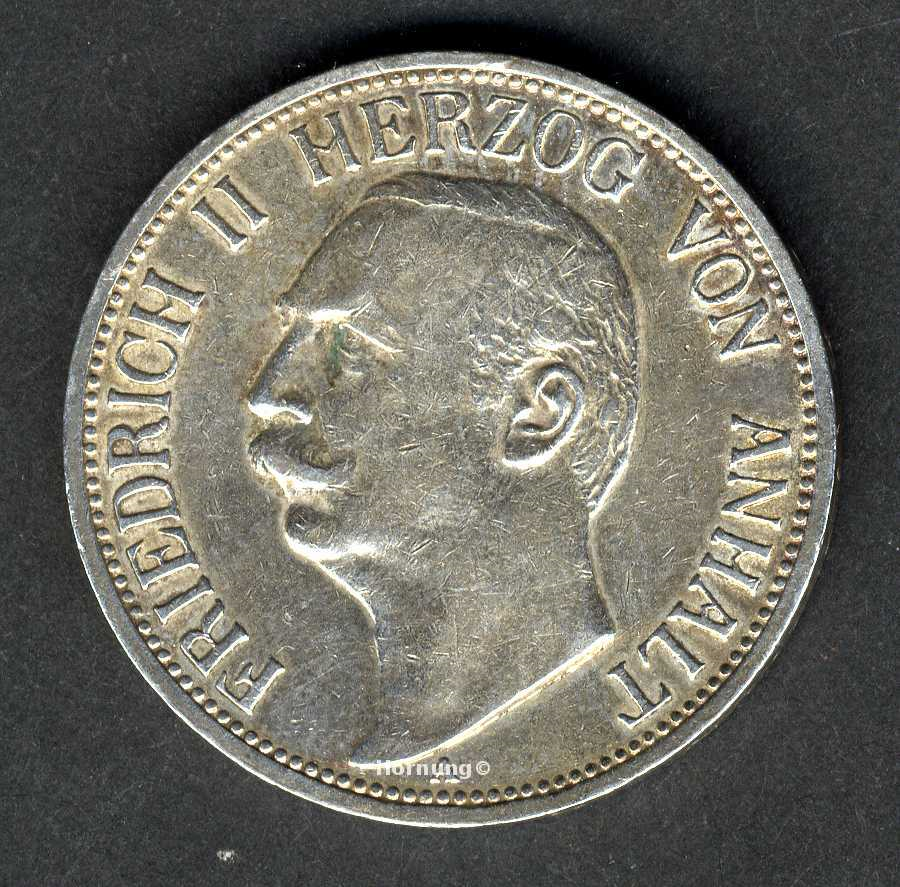 Anhalt Silbermünze zu 3 Mark aus dem Jahr 1909
