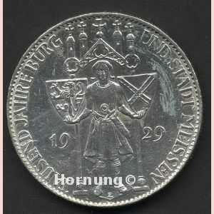 5 Mark Silbermünze Meissen der Weimarer Republik aus dem Jahr 1929